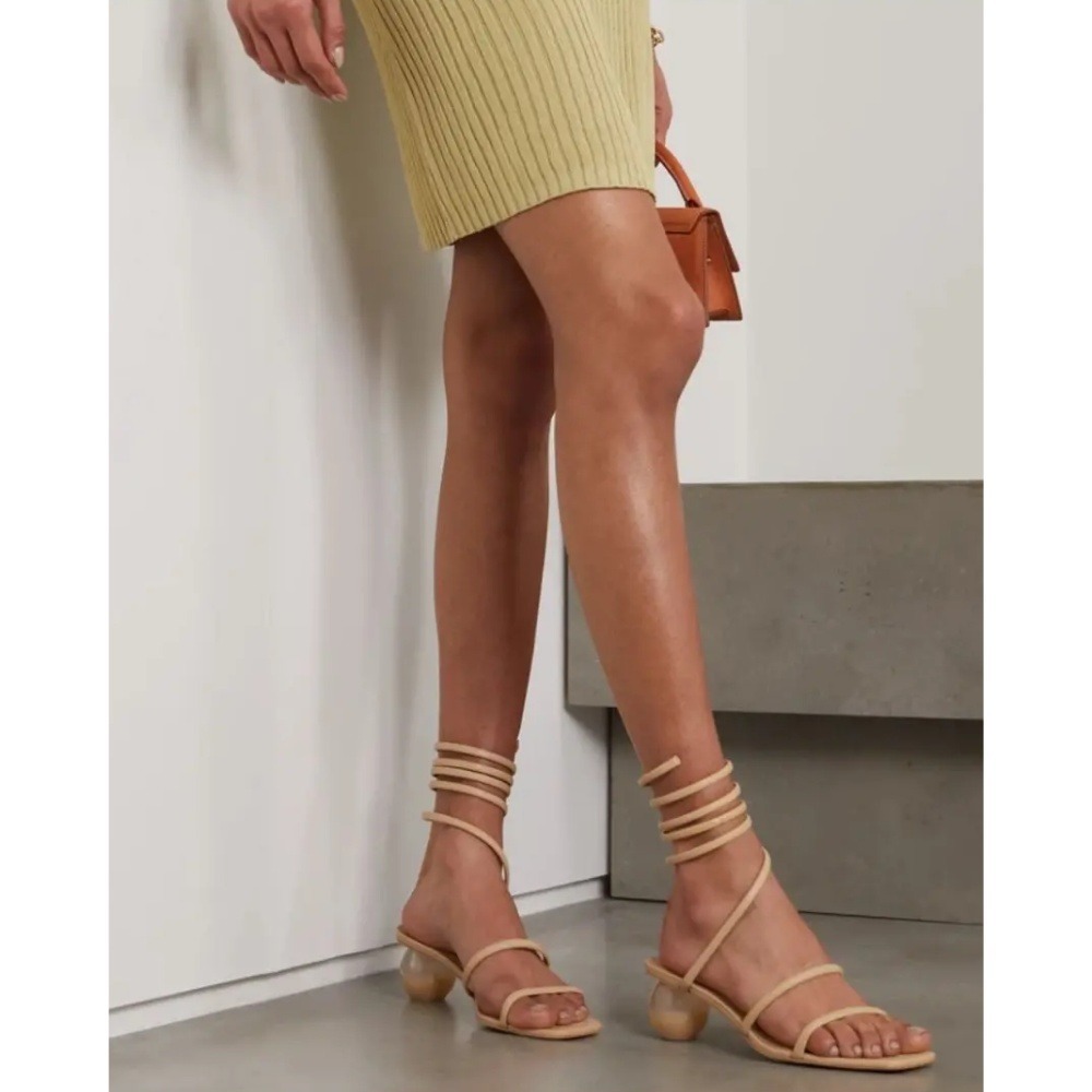 Cult Gaia Freya Wraparound Ankle Strap Sandals 40 10 Beige